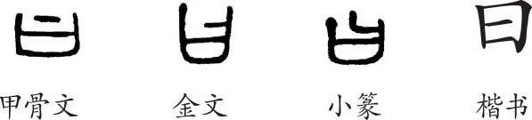 《曰》字义,《曰》字的字形演变,小篆隶书楷书写法《曰》 