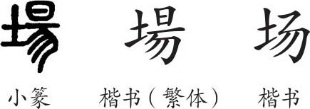 《场》字义,《场》字的字形演变,小篆隶书楷书写法《场》